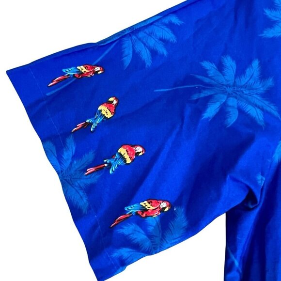 Vtg Pacific Legend Men XL Hawaiian Floral Shirt Island Macaw Tropical Bird Palms - Picture 6 of 16